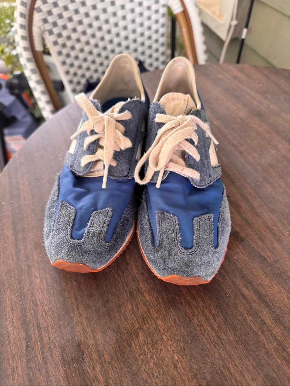 Size 4 Blue Suede Nylon New Balance Sneakers